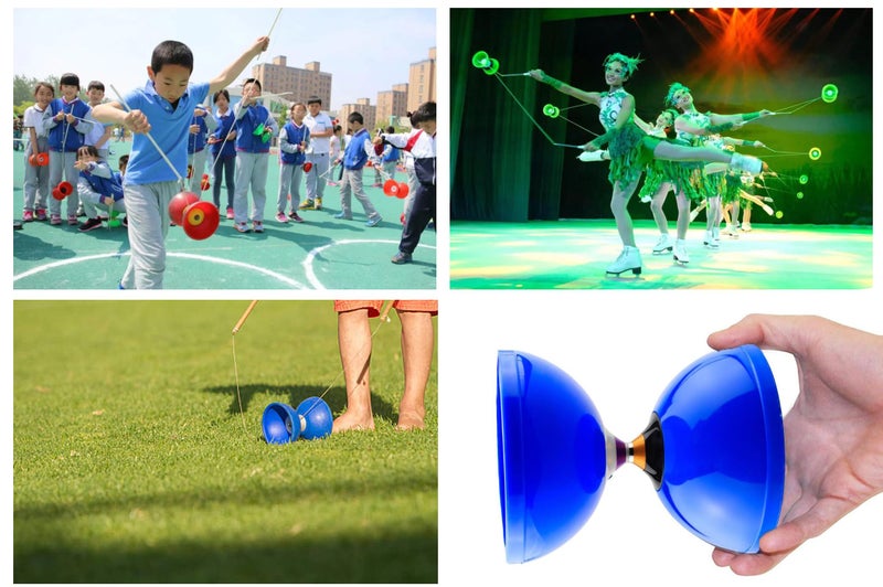 MAGICYOYO Diabolos MD01 Pro Triple Bearings Diabolo Yoyos for Kids Teens Adults, Beginners to Advanced Spinning Juggling Toy, Large 5" Chinese Yoyo Diabolo +2 Pairs Handsticks+Bag+2 Spare Cords, Blue - Image 2